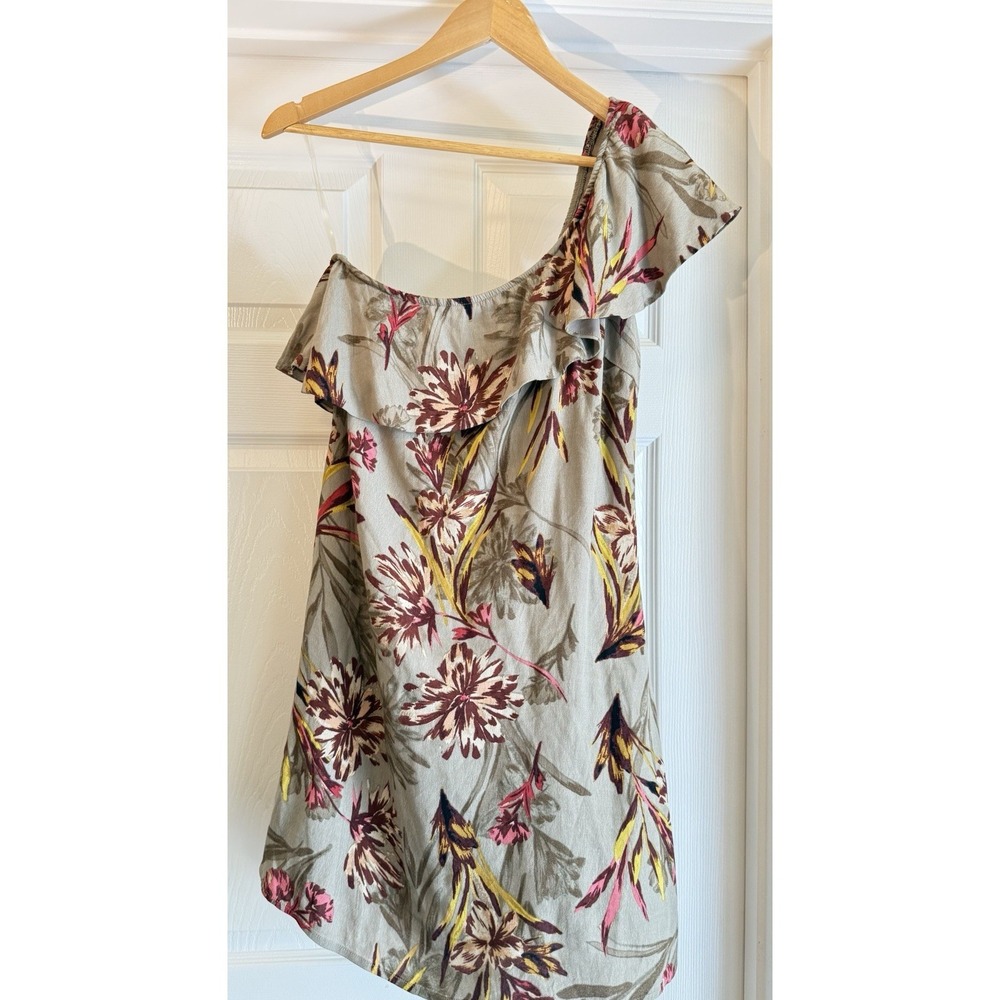 ASTR The Label Mini Dress Womens Small Sage Green Tropical Floral One Shoulder